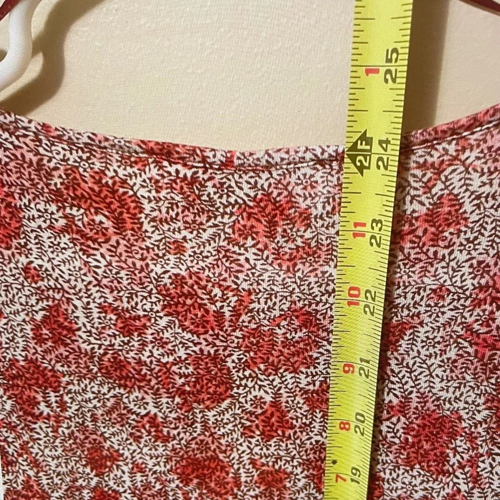 Michael Kors‎ Womens Red Floral Keyhole 3/4 Sleeve Bubble Hem Blouse Top Small